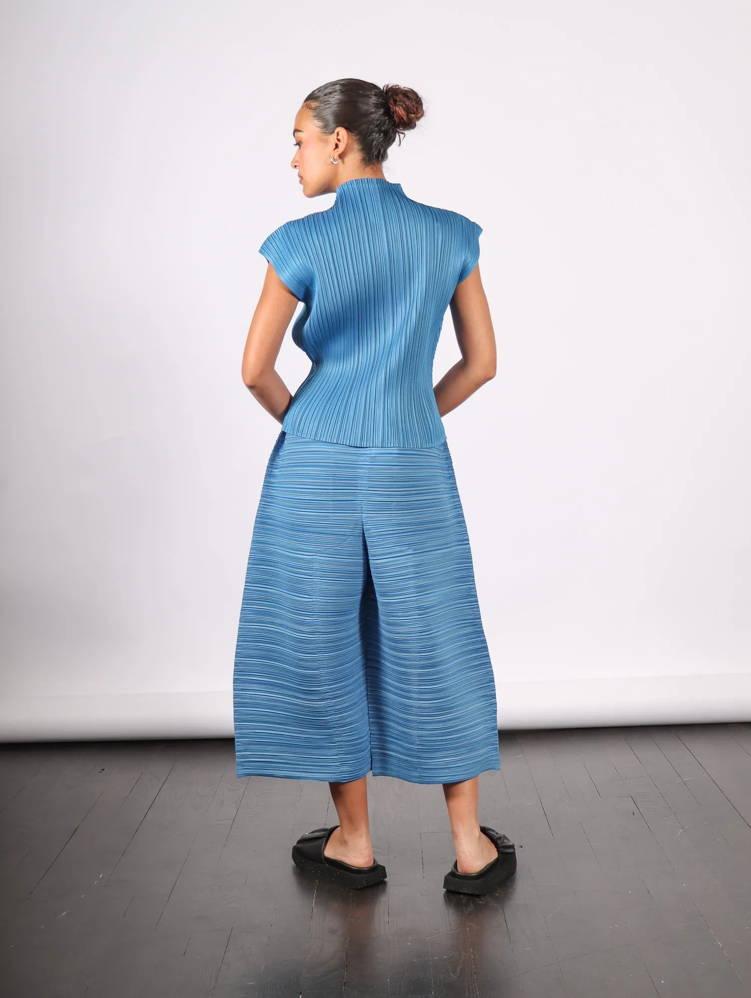 Sheer Bounce Pants in Blue Salt by Pleats Please Issey Miyake