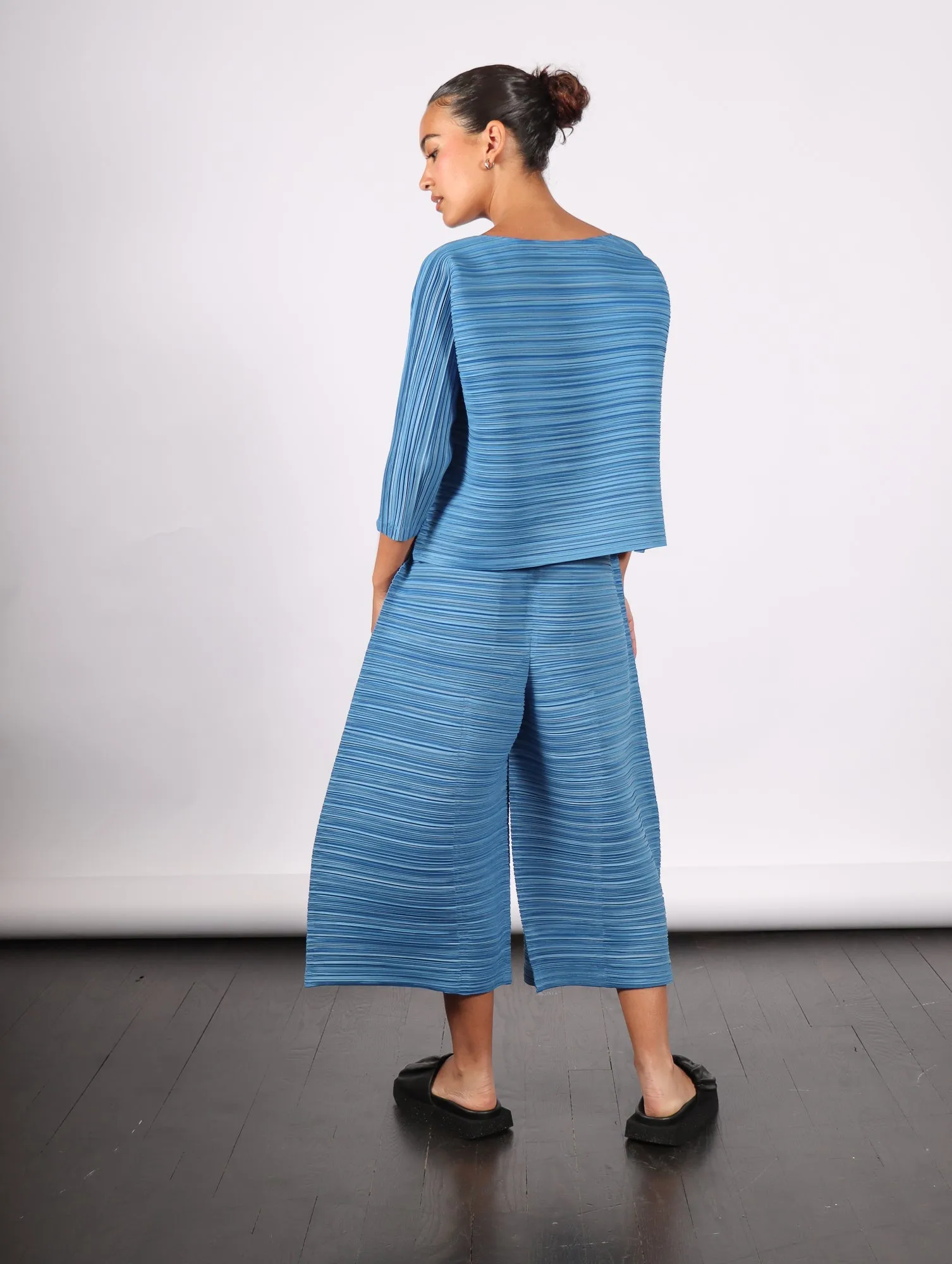 Sheer Bounce Pants in Blue Salt by Pleats Please Issey Miyake