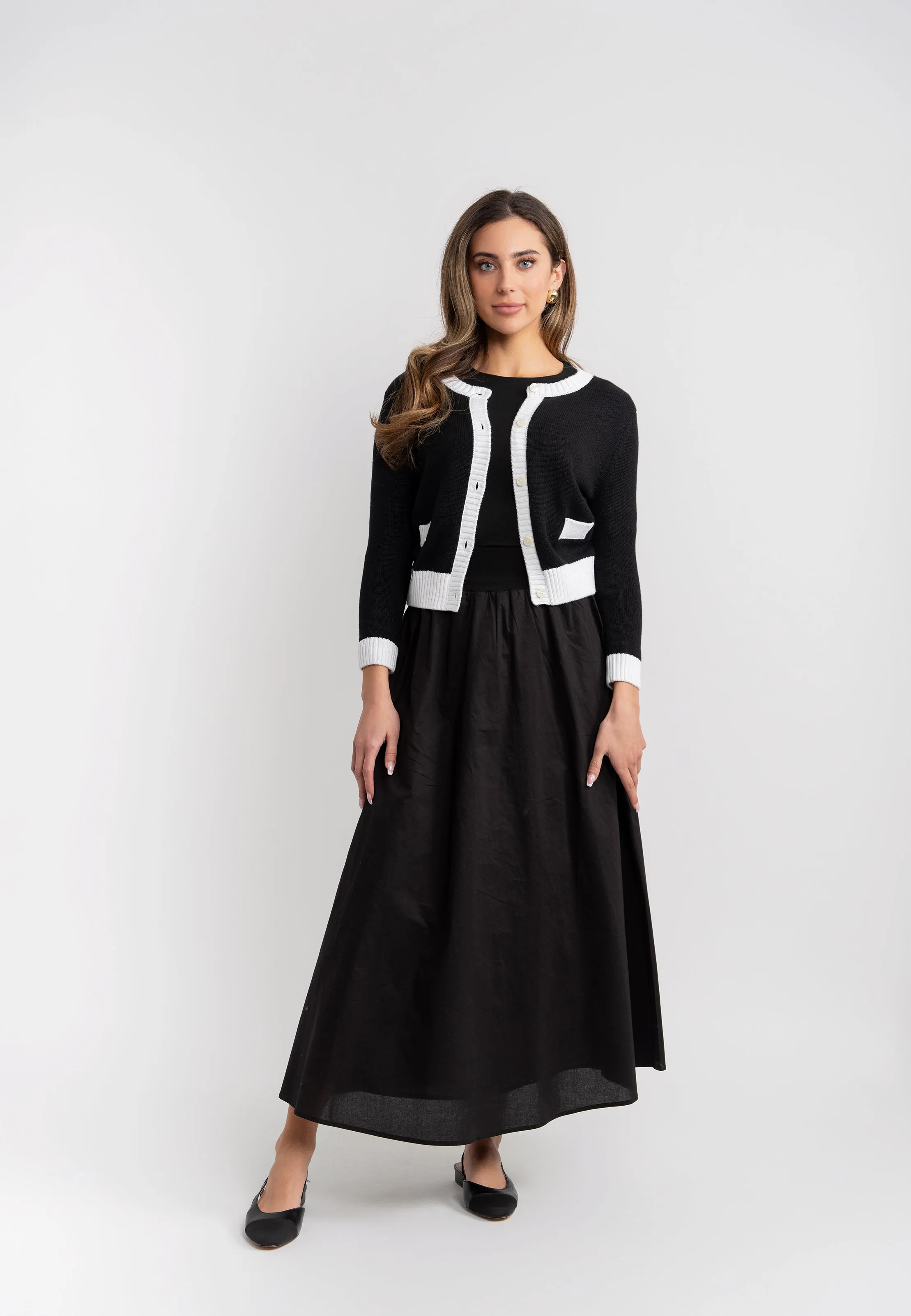 skirt midi gauze circle - black
