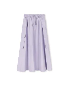 skirt midi pockets and drawstrings - lilac