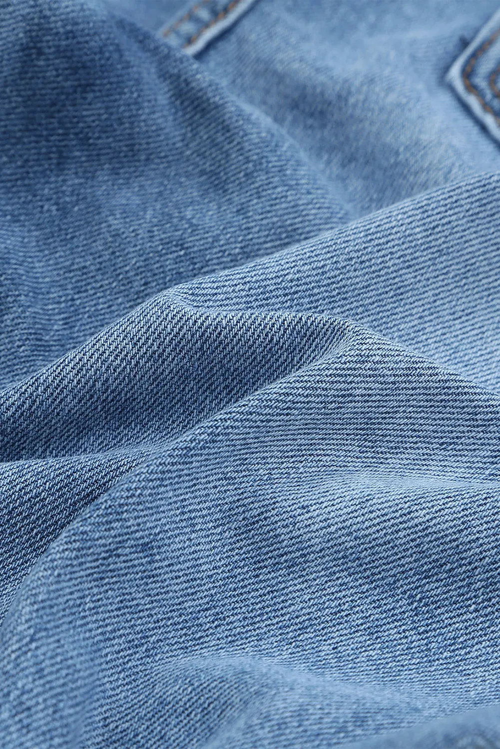Sky Blue Distressed Slits Straight Jeans