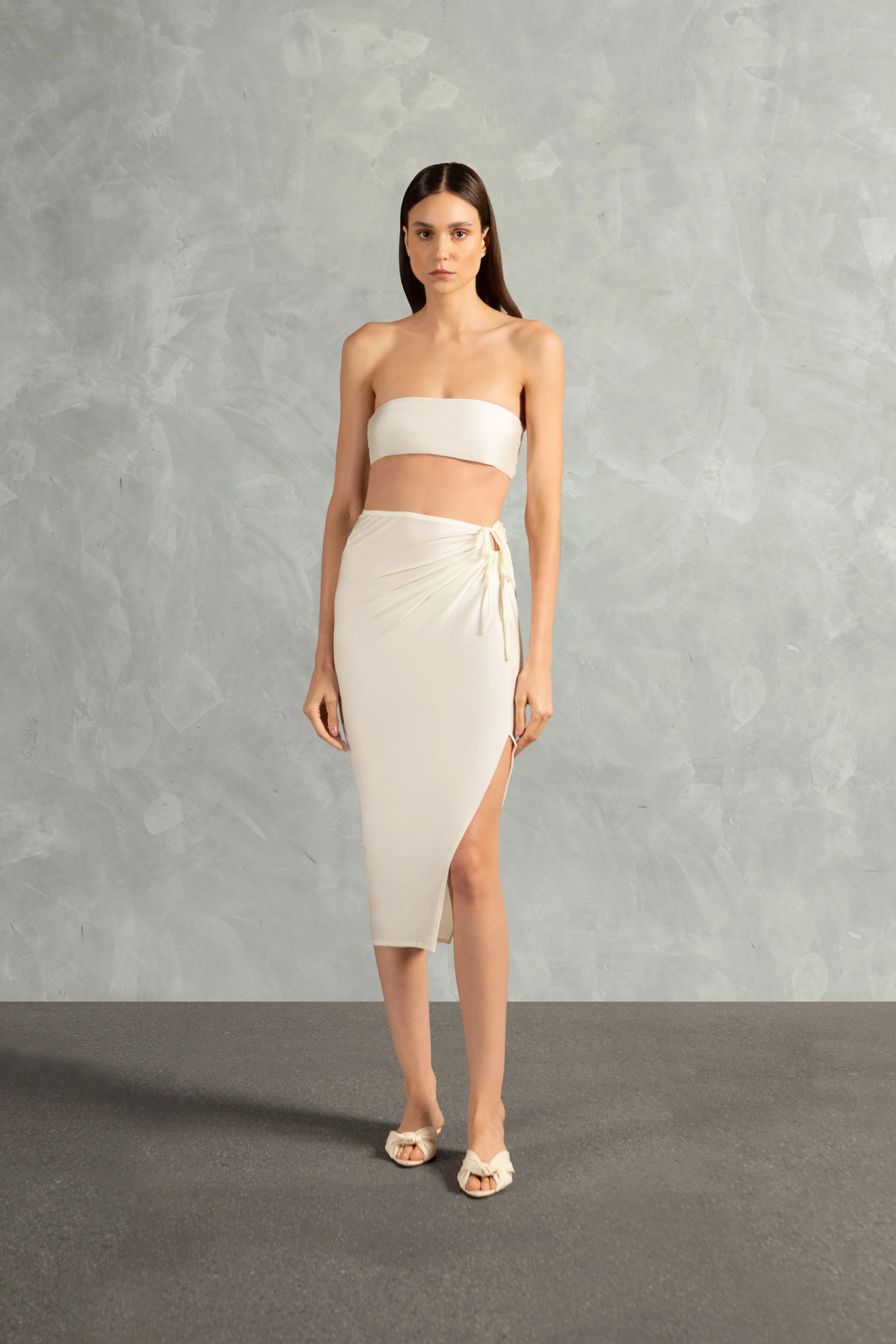 Solid AD Frilled Midi Skirt