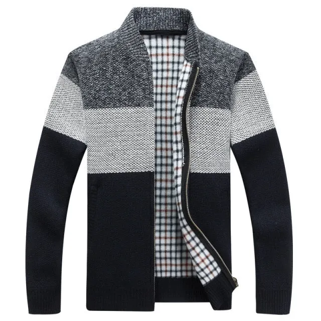 Thick Comfy Long Sleeve Sweater Winter Coat Knitted Jackets For Men