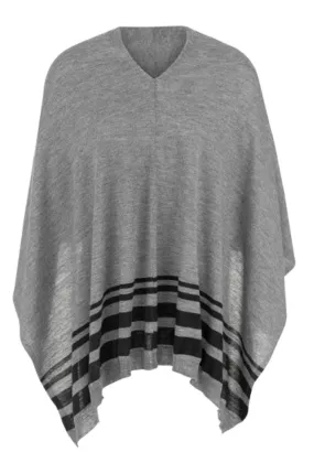 Tribal "Fall" - 2 Pieces Poncho Scarf - Grey Mix