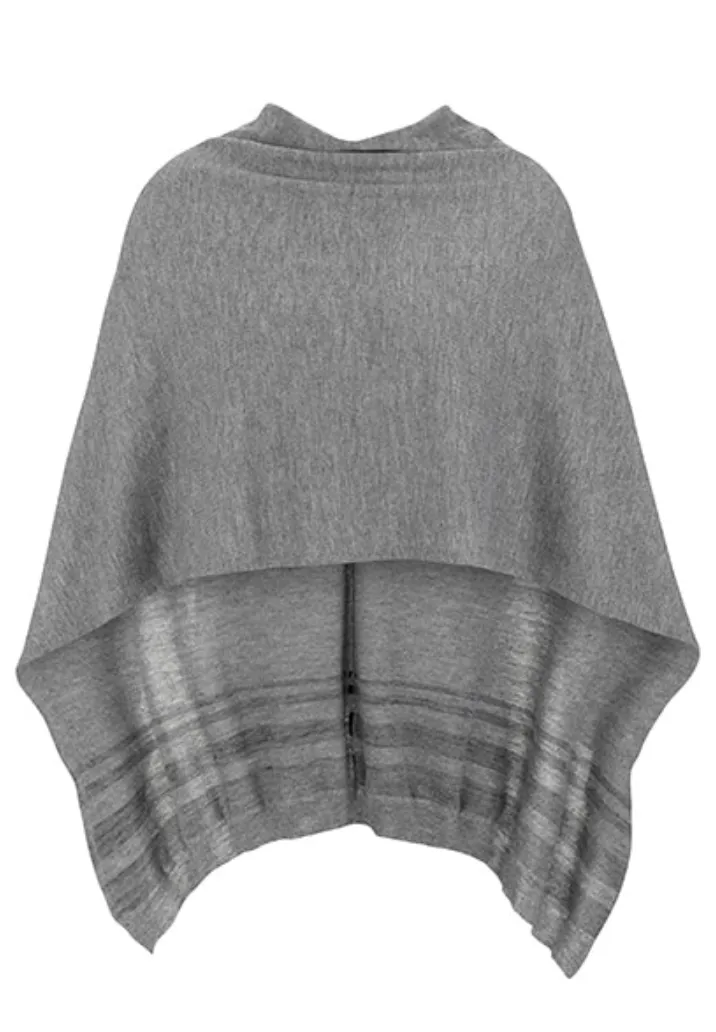 Tribal "Fall" - 2 Pieces Poncho Scarf - Grey Mix