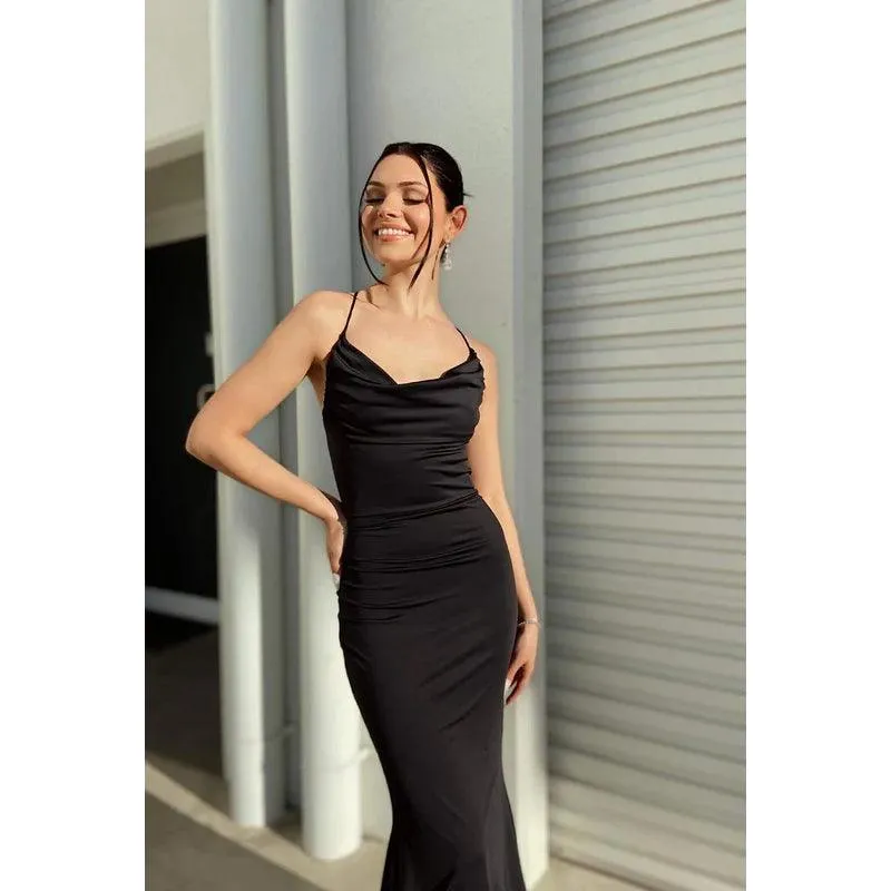 Trumpet/Mermaid Straps Satin Lace-Up Sleeveless Party Dress