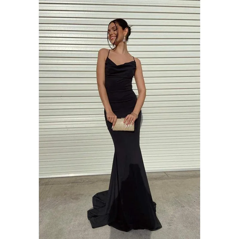 Trumpet/Mermaid Straps Satin Lace-Up Sleeveless Party Dress