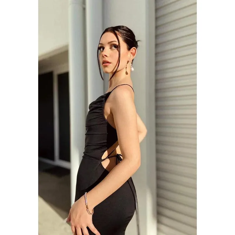 Trumpet/Mermaid Straps Satin Lace-Up Sleeveless Party Dress