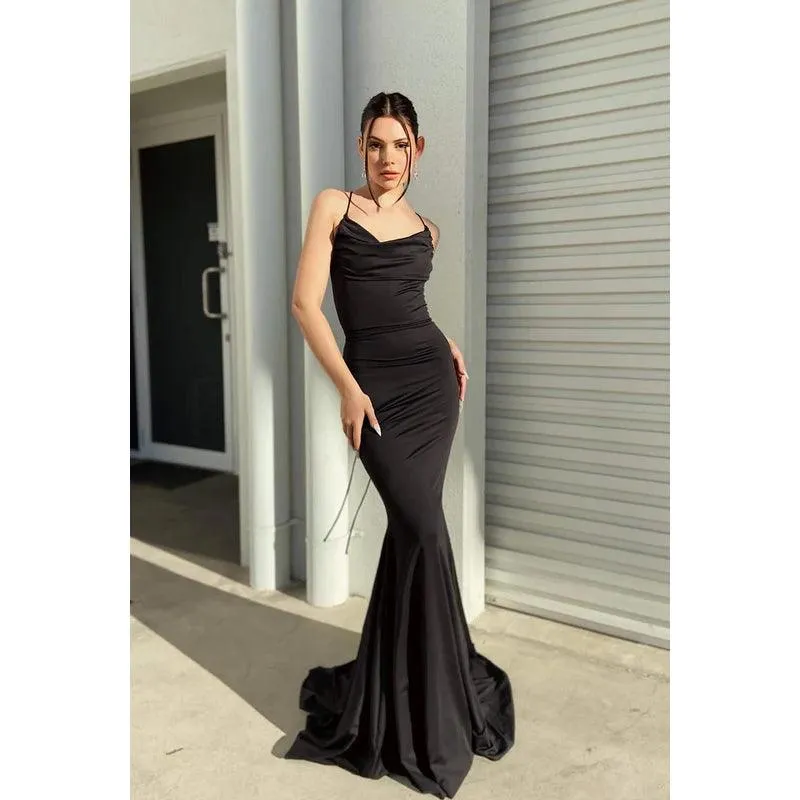 Trumpet/Mermaid Straps Satin Lace-Up Sleeveless Party Dress