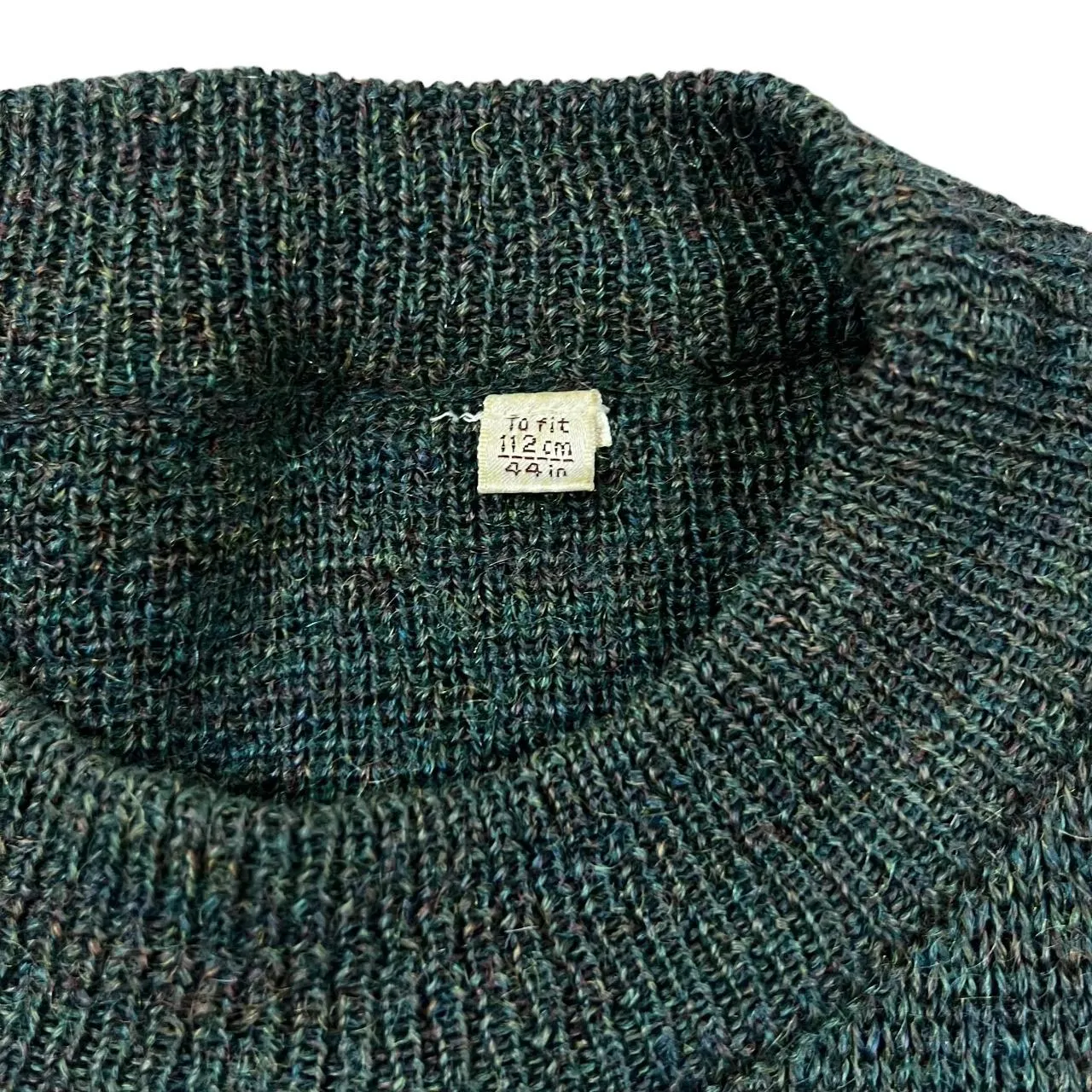 Vintage 90's Grandad Patterned Dark Green Knit Crewneck Sweater Jumper