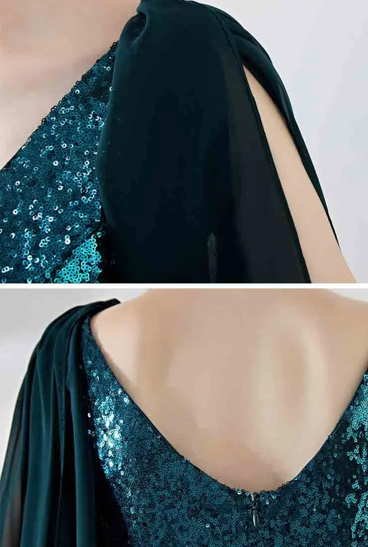 Vintage V-neck Sequin Midi Cocktail Dress