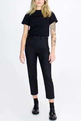 Washable Merino Wool Black Pants -- Cropped