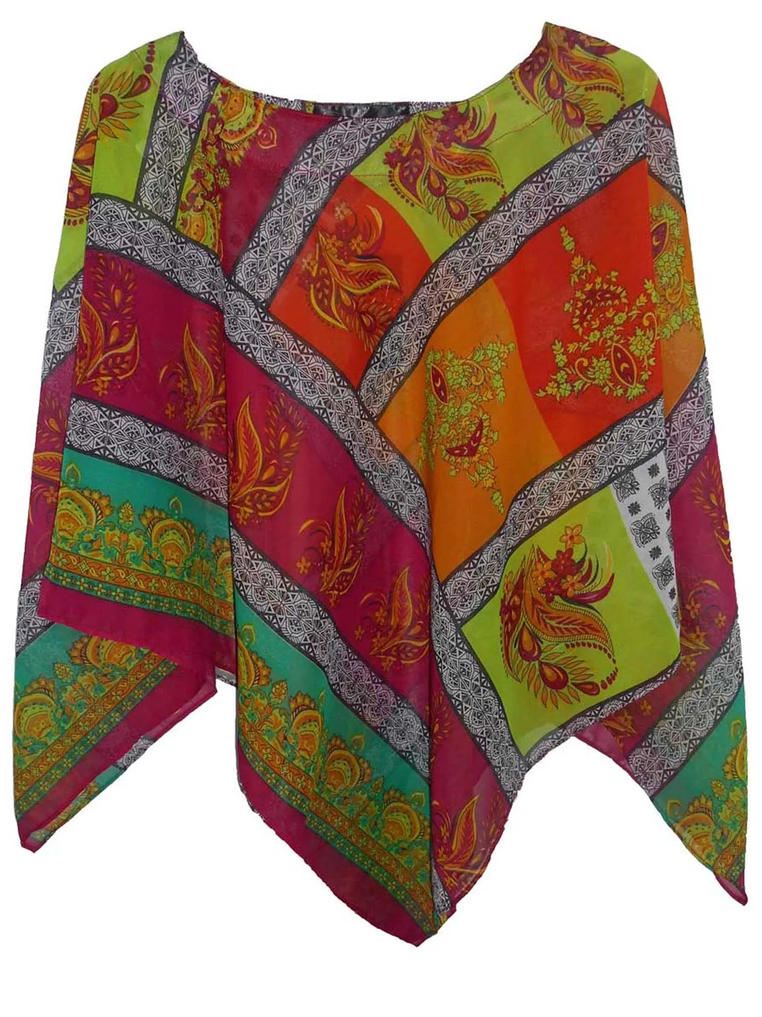 Women's Poncho, Vintage Medley Print