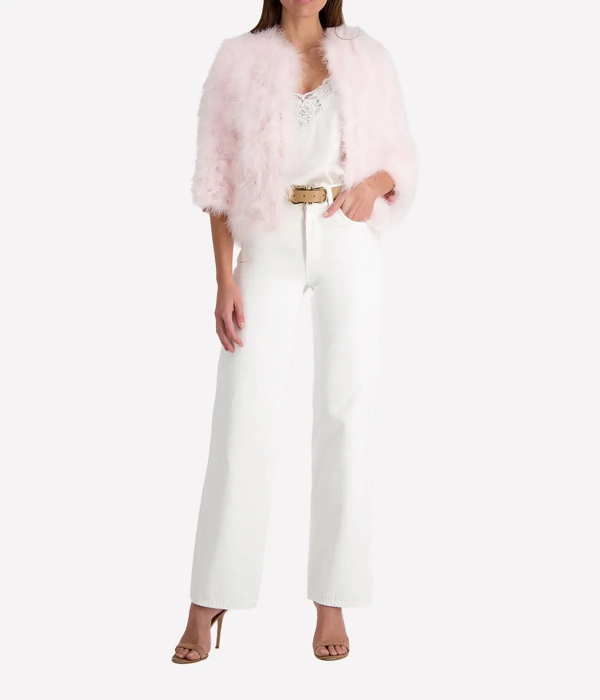 Yves Feather Jacket in Sorbet