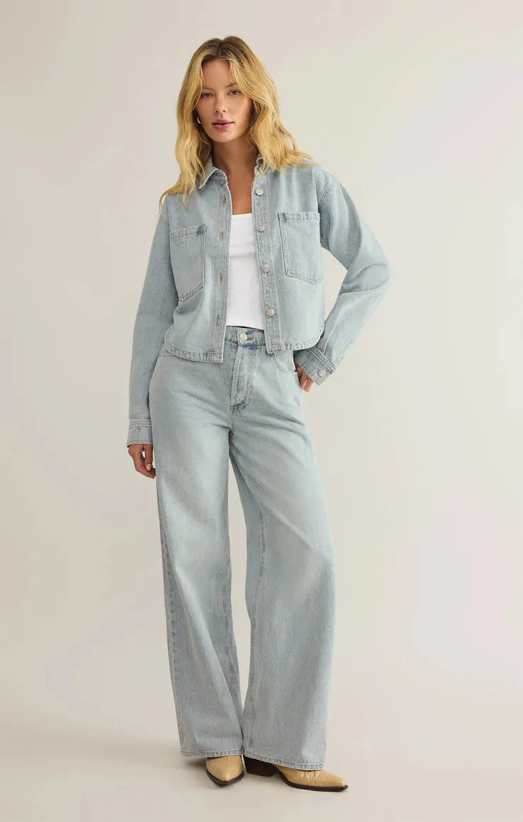 Z SUPPLY ALL DAY CROPPED DENIM JACKET - FADED INDIGO